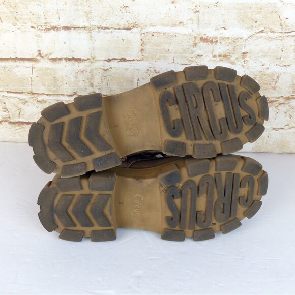 Circus Sam Edelman Boots Womens 8 Brown Dane Canvas Chunky Lug-Sole Combat - Picture 12 of 15